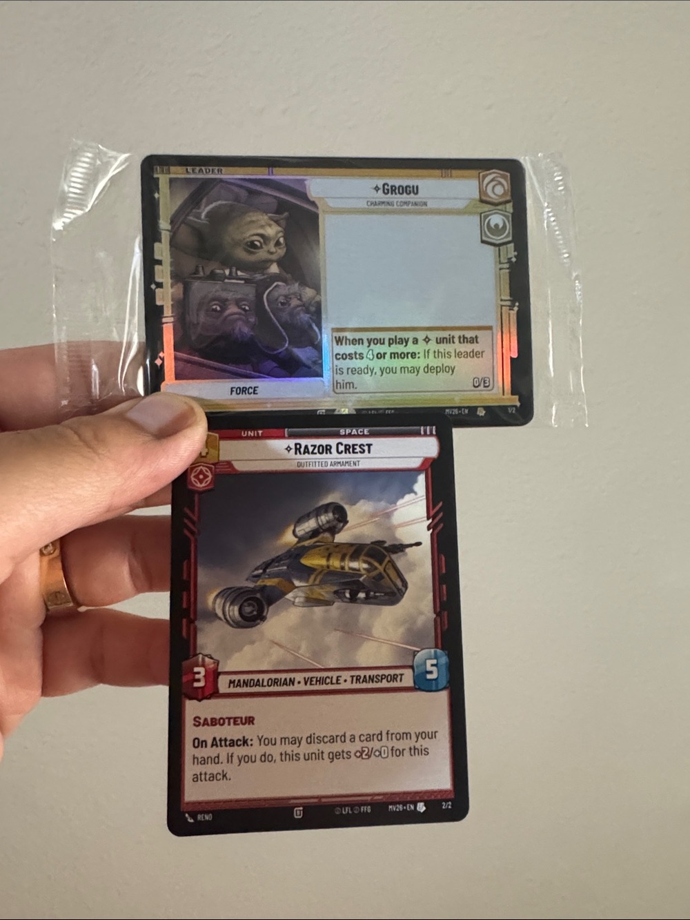 Star Wars Grogu & Razor Crest Card Duo - Yellow, Black, Blue Accents